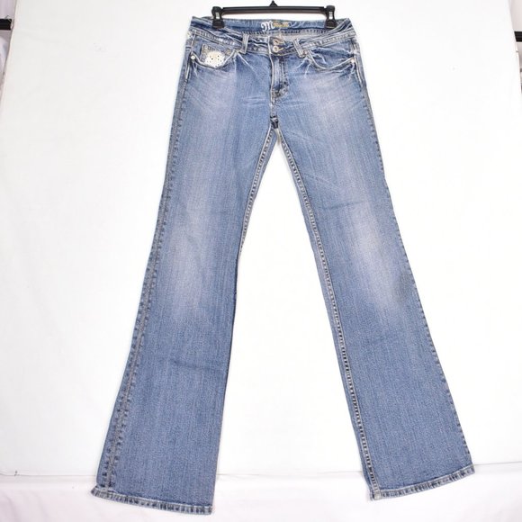 Miss Me Lace Pocket Light Wash Stretch Women's Size 28 Light heal drag - Picture 2 of 10